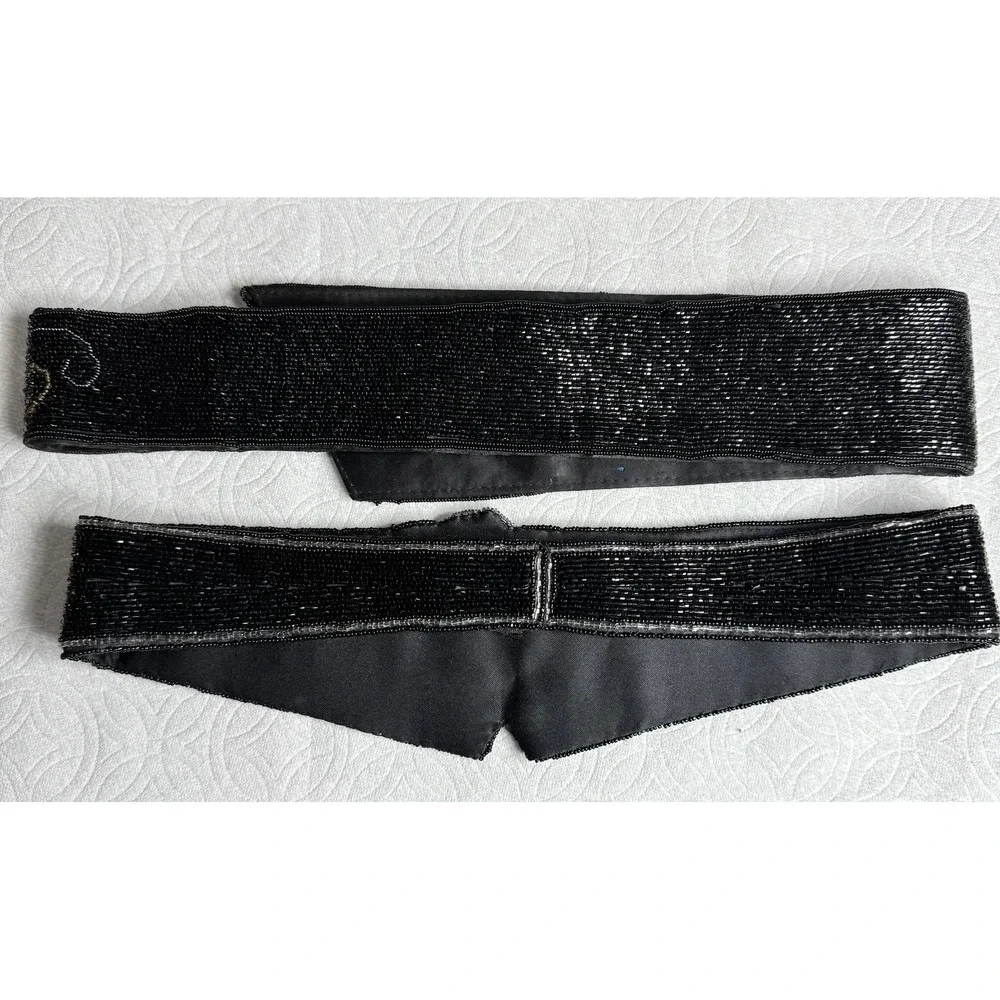 Vintage 70s 80s‎ 90s Disco Multi-Color Sequence Beaded Women's Sash Satin Belts